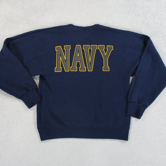 United States Navy Sweater Mens Small Blue Yellow Sweatshirt Made in USA - Picture 2 of 13